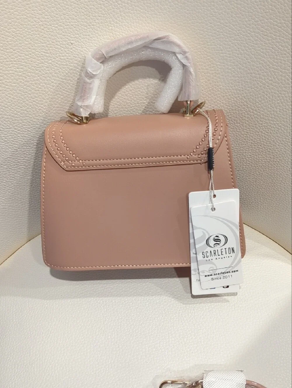 Structured Top-Handle Satchel/Crossbody in Blush Pink
